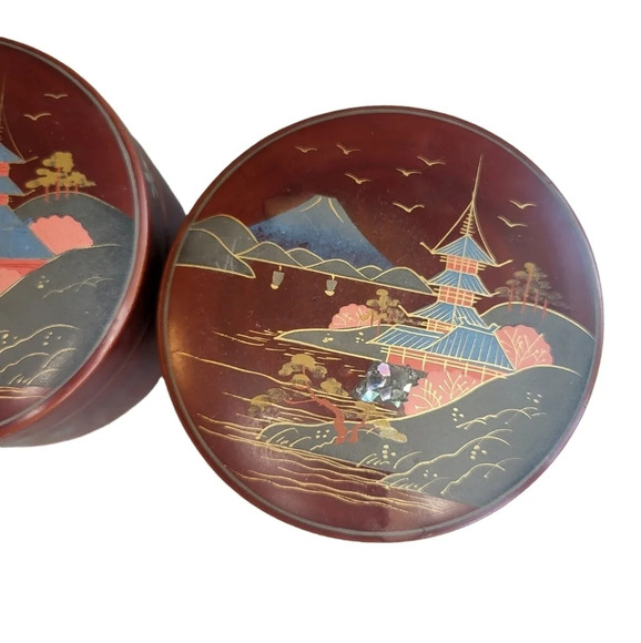 Vintage Japanese Asian Trinket Rice Containers Set - Picture 2 of 11